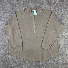 Maurices Women's Gray Ribbed Knit Mock Neck Snap Henley Top Long Sleeve 2X picture