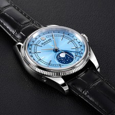 Sugess MoonPhase Master High Beat Mechanical Mens Watch Seagull 1963 S452.SE.K picture