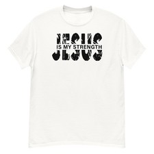 Jesus is my Strength Christian Faith God Religious Bible Verse Men's T-Shirt picture