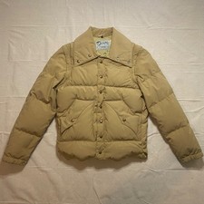 Vintage 70s Schott NYC Down Puffer Jacket Convertible Vest Removable Sleeves Tan picture