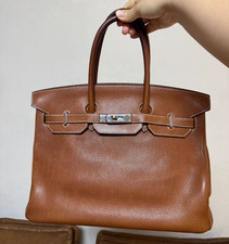 AUTH Hermès Birkin 35 Fauve Barenia Leather Palladium Hardware Top Handle Bag picture