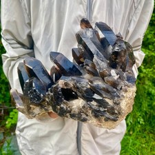 7.93LB Natural Black Smoke Color Quartz Cluster Crystal Specimens Mineral Healin picture