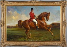 Hand Painted Classical Oil Painting Gentleman on Horse Vintage style Unframed picture