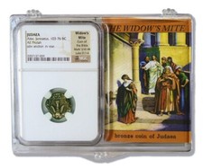 Widows Mite NGC Certified * High Grade * Judean Prutah 103-76 BC w/ BOX and COA picture