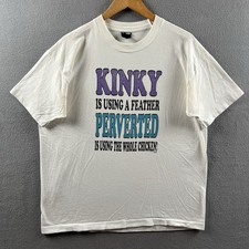 Vintage Kinky Shirt Mens XL 90s Single Stitch Funny Sex Humor BDSM Perv Joke Tee picture