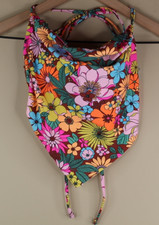 NOBO No Boundaries Junior Girls Hanky Halter Bikini Top Floral Brown M (7-9) picture