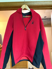 Spyder Men's XL Red/Black 1/4 Zip Mock Neck Fleece Pullover Ski Top picture