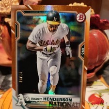 2021 Bowman NSCC Orange Refractor #21 Ricky Henderson 20 of 25 A's Very Rare picture