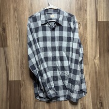 Men’s J. Crew Button Up Long Sleeve Collared Gray Black XL picture