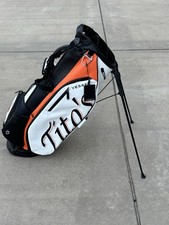 VESSEL Tito's Vodka x Vessel Stand Golf Bag Faux Leather 4-Way Black/White picture