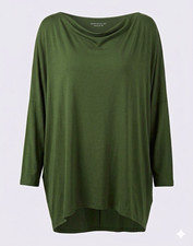 Bryn Walker Casara Micro Modal Draped Tunic Top Olive Green Cowl Neck Size S picture