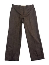 vtg Haggar 36x30 Brown Dress Pants Trousers Flannel Worsted Wool USA Flat Front picture