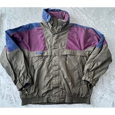 VTG Columbia Windbreaker Jacket Mens L Green Purple Blue Colorblock XM5030 picture