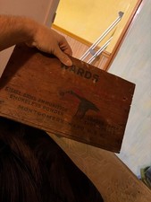 Vintage Wood MONTGOMERY WARDS RED HEAD  12 Gauge SHOTGUN SHOT 500 SHELL AMMO Box picture