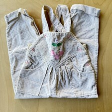 Cream polka dot baby vintage overalls with cherry embroidery Size: 24 months picture