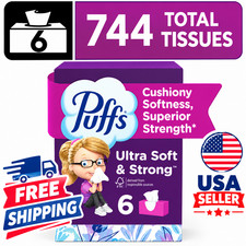 Puffs Ultra Soft Facial Tissues, 6 Family Size Boxes, 124 Tissues per Box picture