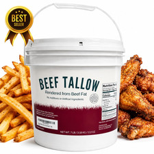 7 LB Beef Tallow Bulk Pail Rendered Beef Fat for Cooking Frying Roasting Searing picture