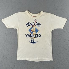 Vtg 50s 60s Hanes New York Yankees Shirt Youth 14 Baseball Mantle Single Stitch picture
