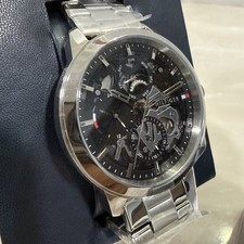 NEW Tommy Hilfiger Henry 1710477 Men's Skeleton Black Dial Stainless Steel Watch picture