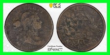 1800 1c BN S-211 Draped Bust Large Cent - PCGS Genuine VG Details picture