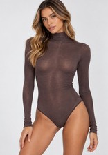 SKIMS Sheer Modal Long Sleeve Turtleneck Bodysuit | Phoenix | Size XS picture