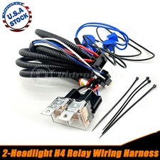4-Headlight Relay Wiring Harness H4 Headlamp Light Bulb Ceramic Socket Plugs Set picture