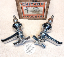 Vtg. Chicago Faucets No. 700 Quaturn Basin  Faucets Pair New Open Box picture