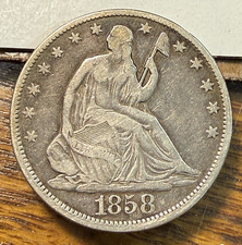 1858 Seated Liberty Half Dollar Nice Original VF CHRC picture