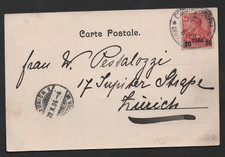 Germany Offices In Turkey 1904 Constantinople Tying 20 Para Sc. #14 On Postcard picture