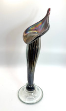 Rare Signed Brian Maytum  Glass JIP Tulip Iridescent Oil Lamp Vase 11