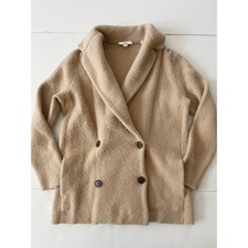Vince Double Breasted Jacket Women S Beige Wool Alpaca Shawl Collar Buttons picture