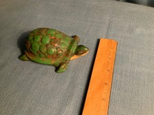 vintage Weller pottery coppertone turtle paperweight figurine picture