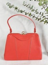 1950s 1960s Stylecraft Miami Salmon Vinyl Handbag, Vtg 50s 60s Purse, Rockabilly picture