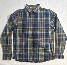 prAna Men’s L Blue Beige Gray Plaid Woven LS Button-Up Shirt Point Collar picture