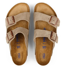 NEW Birkenstock Arizona Suede Leather Taupe Soft Footbed Unisex Sandals EU 37-45 picture