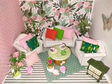 Dollhouse Furniture Lot 1:12 Living Room Set Sofa Armchairs Tables All New  picture