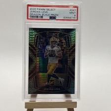 2020 Panini Select Club Level Jordan Love #247 Dragon Scale Prizm /67 (RC) PSA 9 picture