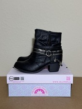 Jellypop Women’s Duarte Black Faux Leather Ankle Boots Sz 7.5 M New picture