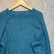 Sonoma Goods For Life Womens XXL Teal Blue Raglan Popcorn Knit Crewneck Sweater picture