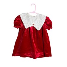 90s Vintage Youngland Girls Velvet Dress 2T Christmas Holiday Coquette 2T picture