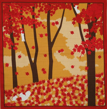 Furoshiki Wrapping Cloth Squirrels and Maple Leaves Motif Japanese Fabric 50Cm picture