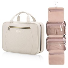 Hanging Toiletry Bag For Women Travel Waterproof Beige Cosmetic Large Case picture