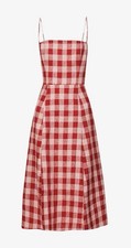 NWOT REFORMATION 100% Linen Christen Gingham Midi Dress Fit & Flare Summer sz 4 picture