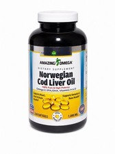 Norwegian Cod Liver Oil 1000mg 250 Softgels Omega 3 EPA DHA Orange Flavor picture