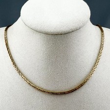 Vintage Roget Chain Necklace Gold Tone Brick Link Signed 15” picture