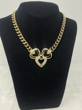 Vintage 1980s Signed Craft, Gem-Craft Gold-Tone & Crystal Necklace picture