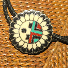 Vintage Native American Style Sterling Silver Bolo picture