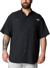 Columbia Mens Bahama II UPF 30 Short Sleeve PFG Fishing Shirt, Black, Size:  XXS picture