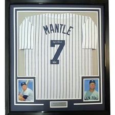 Framed Facsimile Autographed Mickey Mantle 35x39 Reprint Laser Auto Jersey picture