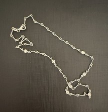 18k White Gold Roberto Coin Dog Bone Diamond Necklace Chain 16 inches picture